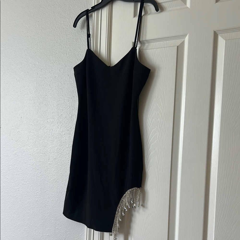 Elegant Black Dress with Beaded Fringe